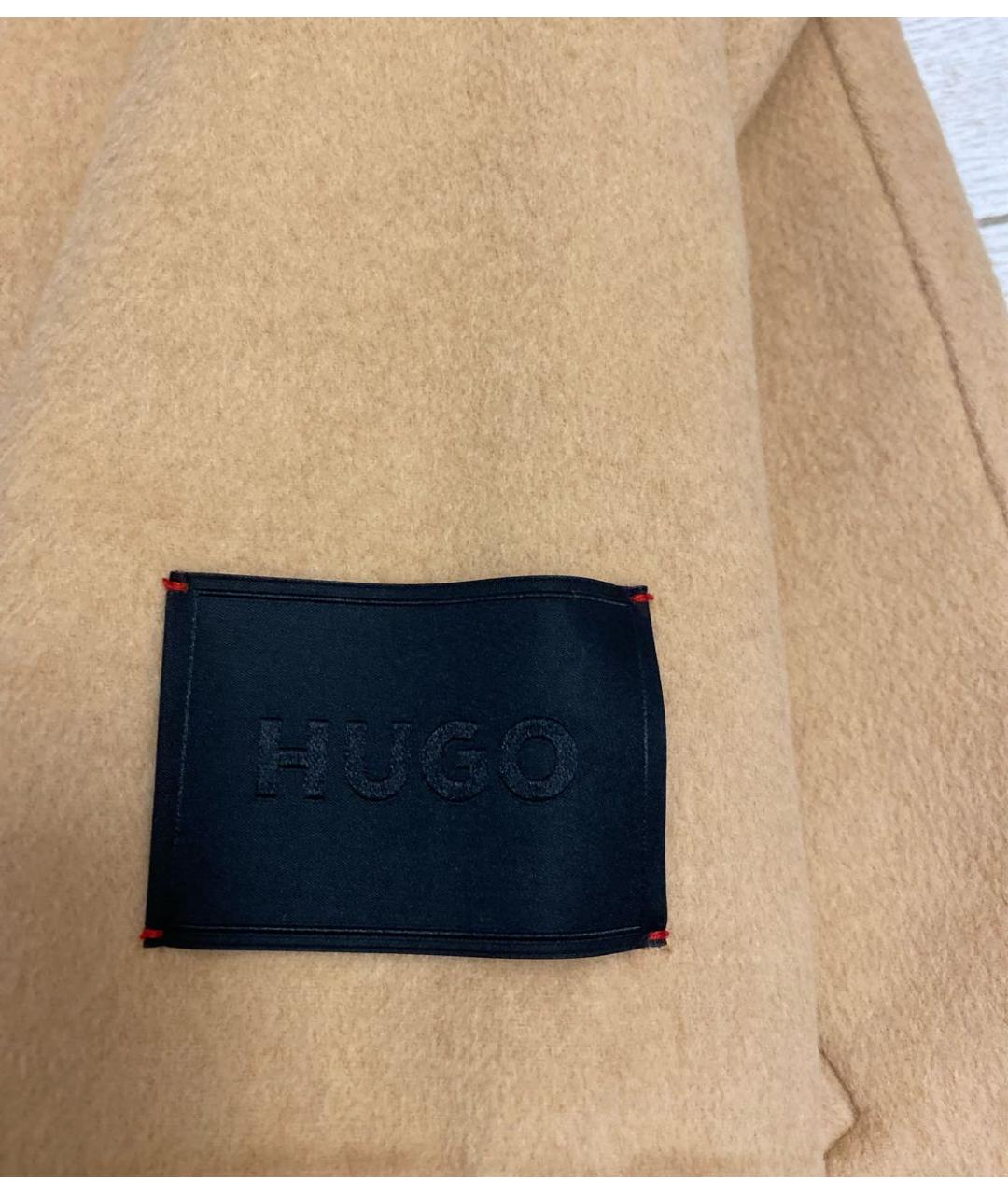 HUGO Бежевое шерстяное пальто, фото 4