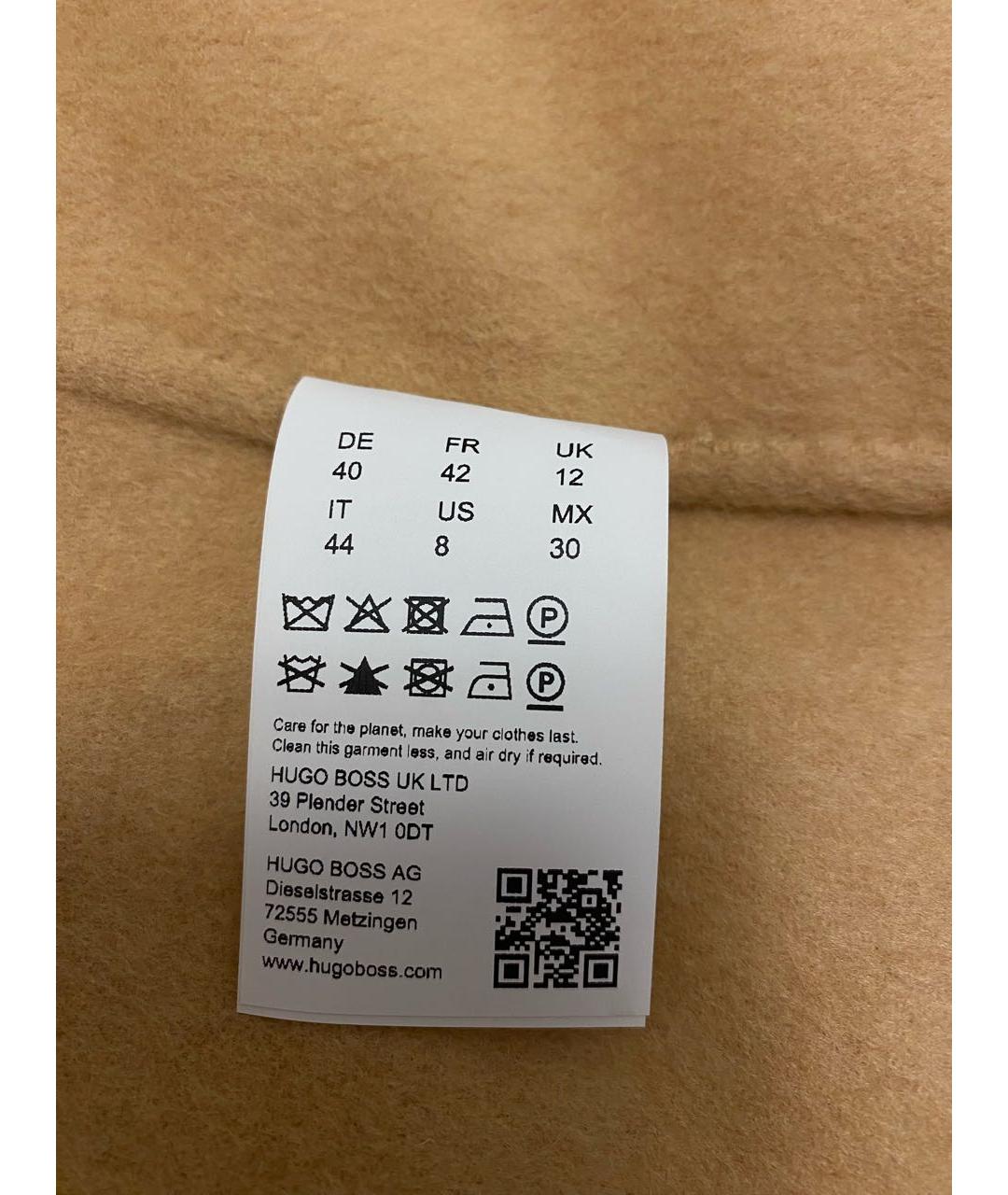 HUGO Бежевое шерстяное пальто, фото 8