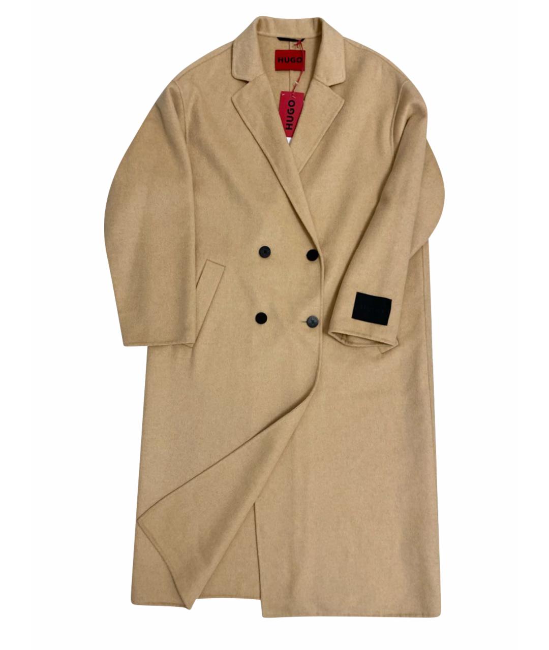 HUGO Бежевое шерстяное пальто, фото 1