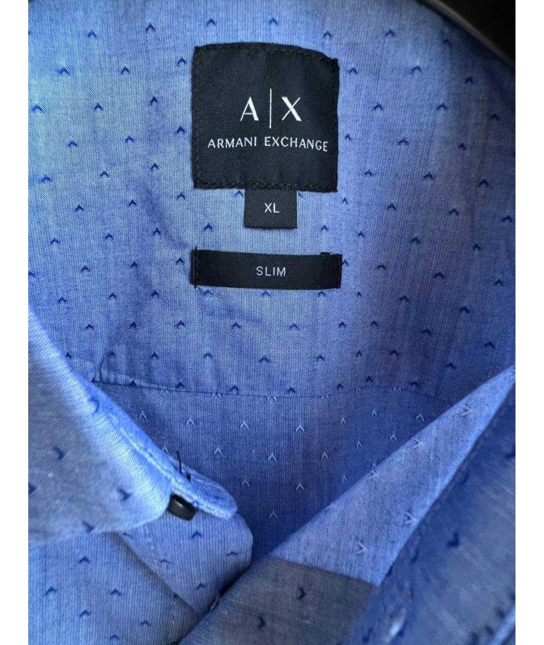 ARMANI EXCHANGE Синяя хлопковая кэжуал рубашка, фото 3
