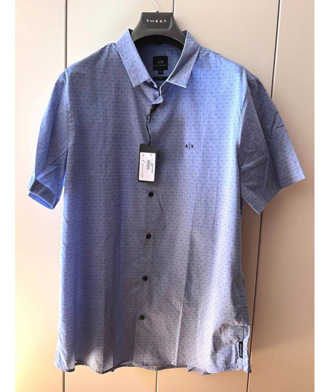 ARMANI EXCHANGE Синяя хлопковая кэжуал рубашка, фото 2