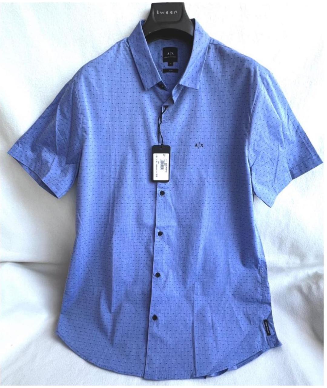 ARMANI EXCHANGE Синяя хлопковая кэжуал рубашка, фото 6