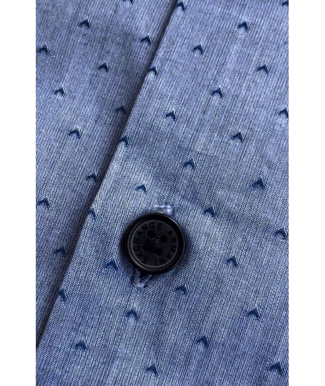 ARMANI EXCHANGE Синяя хлопковая кэжуал рубашка, фото 4