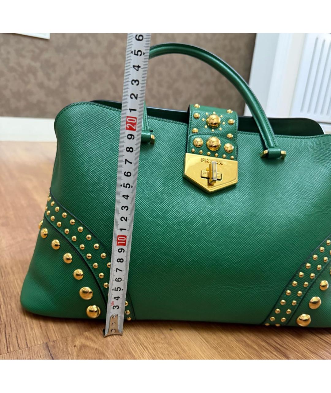 PRADA Зеленая кожаная сумка тоут, фото 5