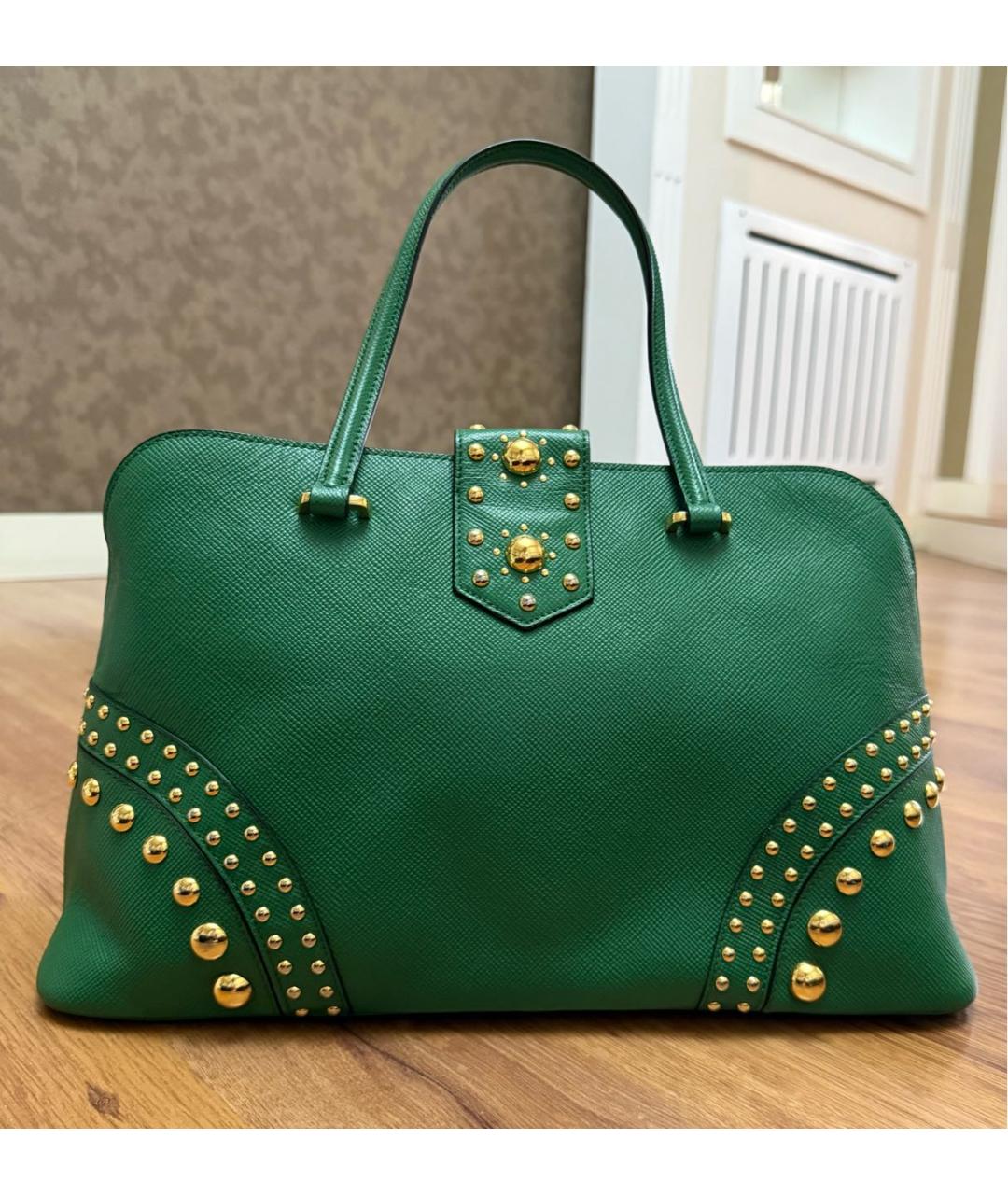 PRADA Зеленая кожаная сумка тоут, фото 3