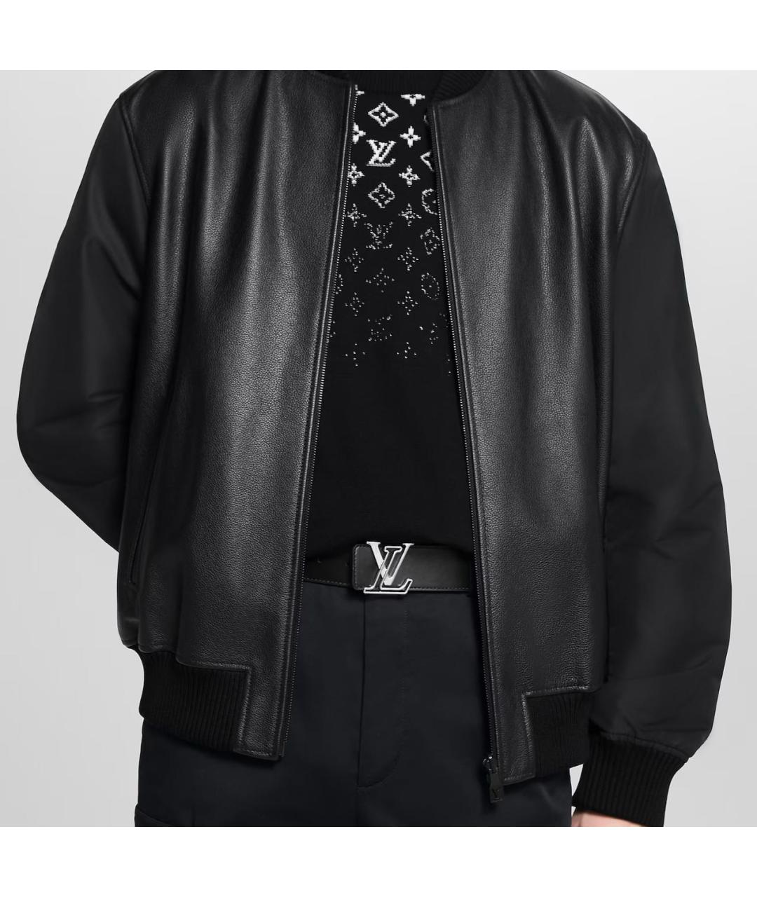 LOUIS VUITTON Черный кожаный ремень, фото 4