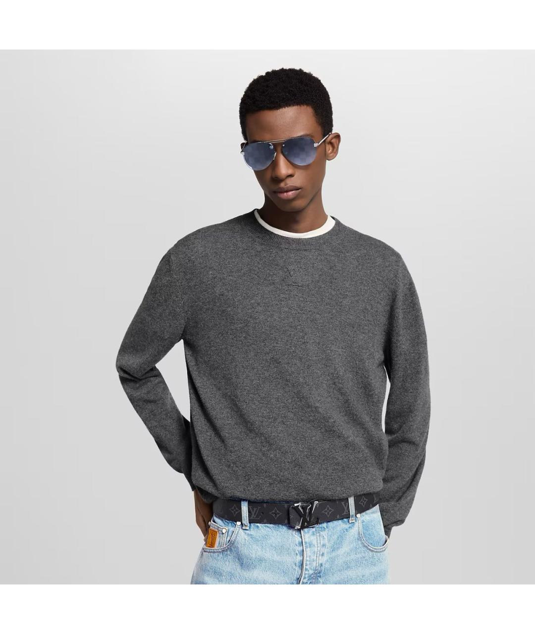 LOUIS VUITTON Черный кожаный ремень, фото 4