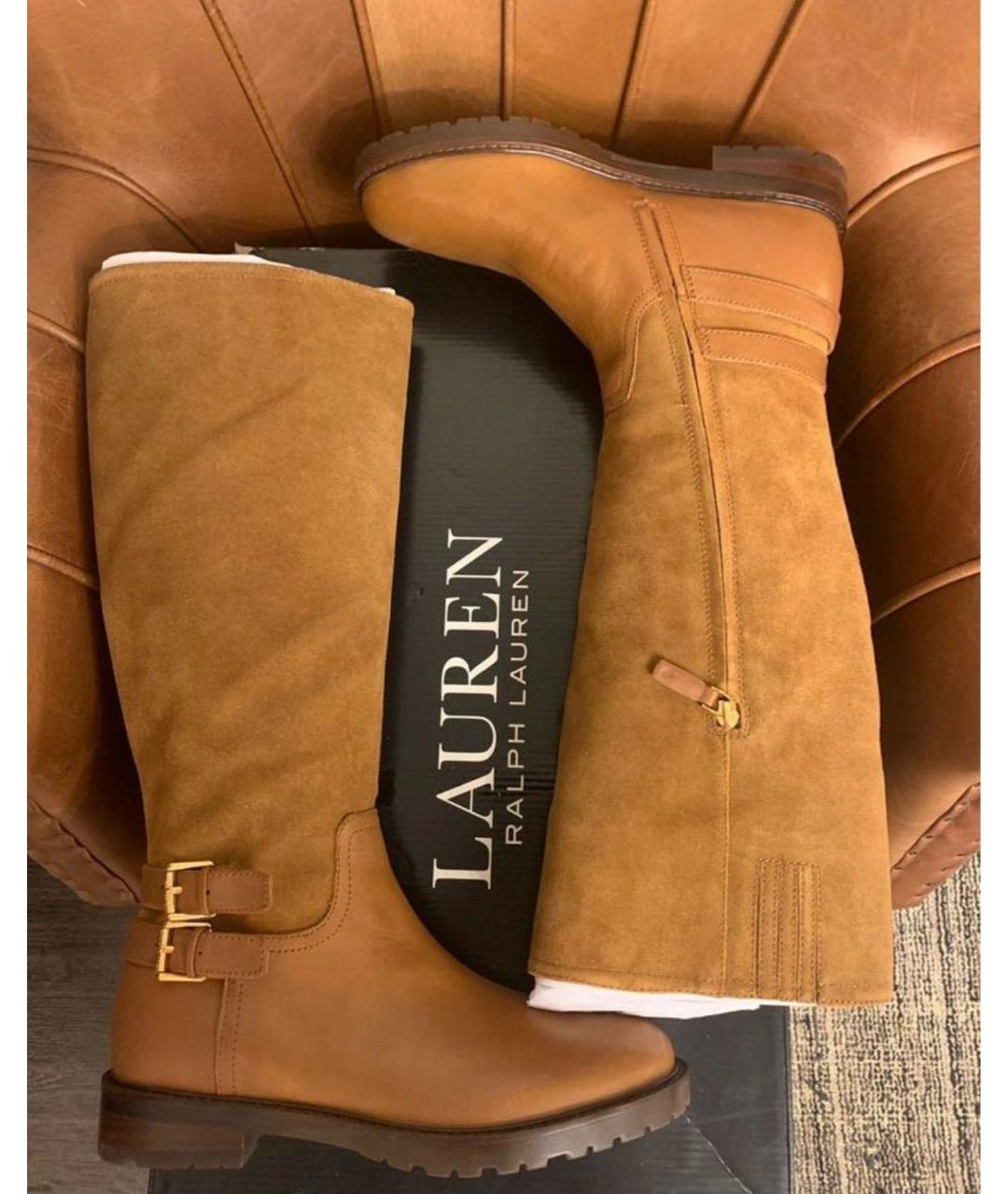 RALPH LAUREN Коричневые кожаные сапоги, фото 6