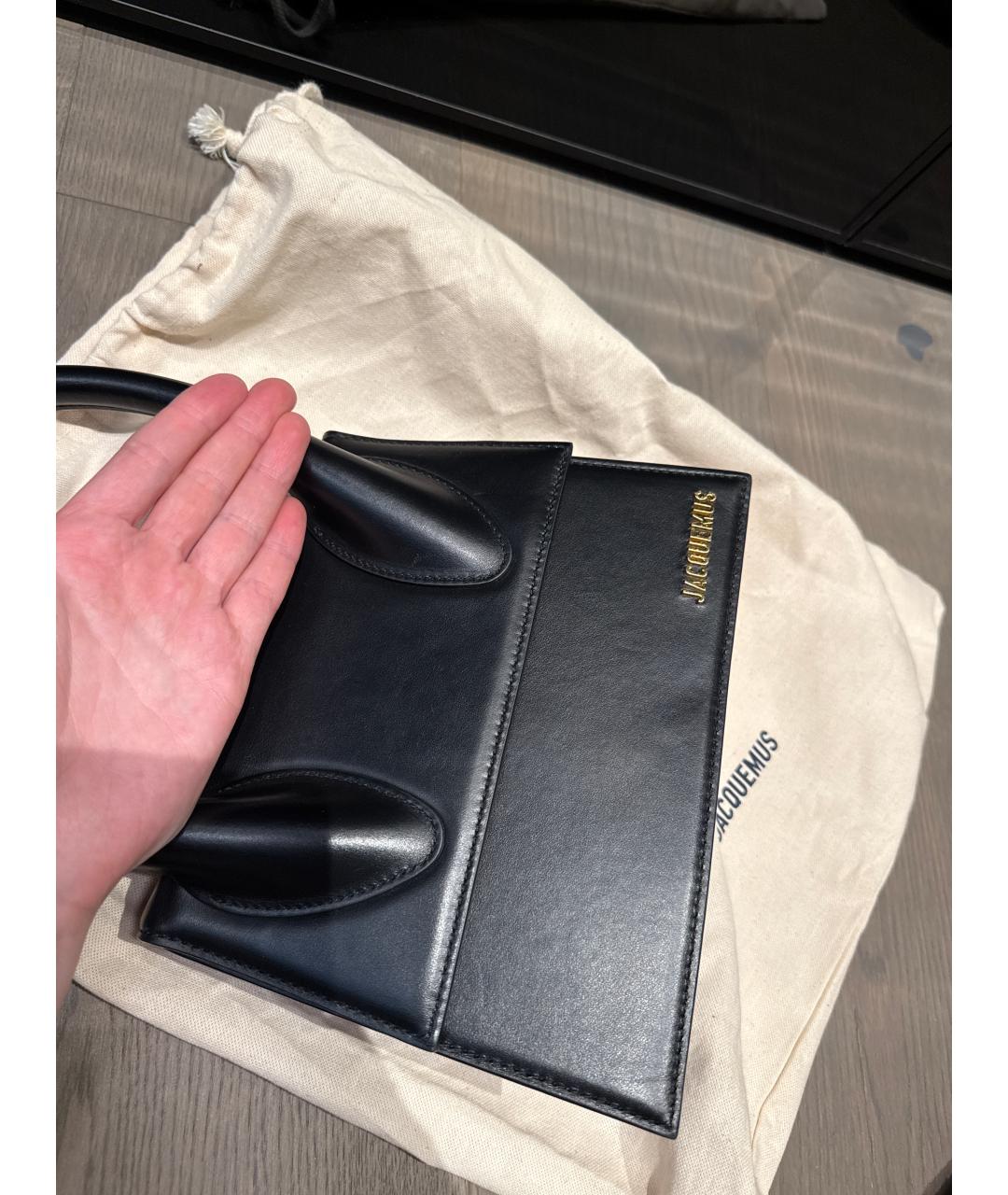 JACQUEMUS Черная кожаная сумка через плечо, фото 2