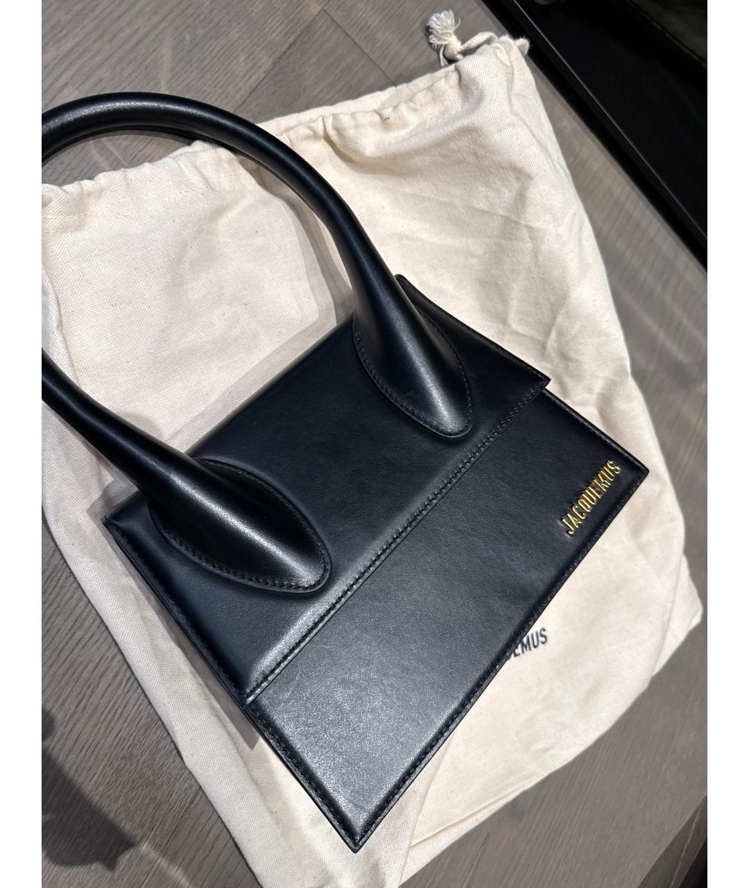 JACQUEMUS Черная кожаная сумка через плечо, фото 4