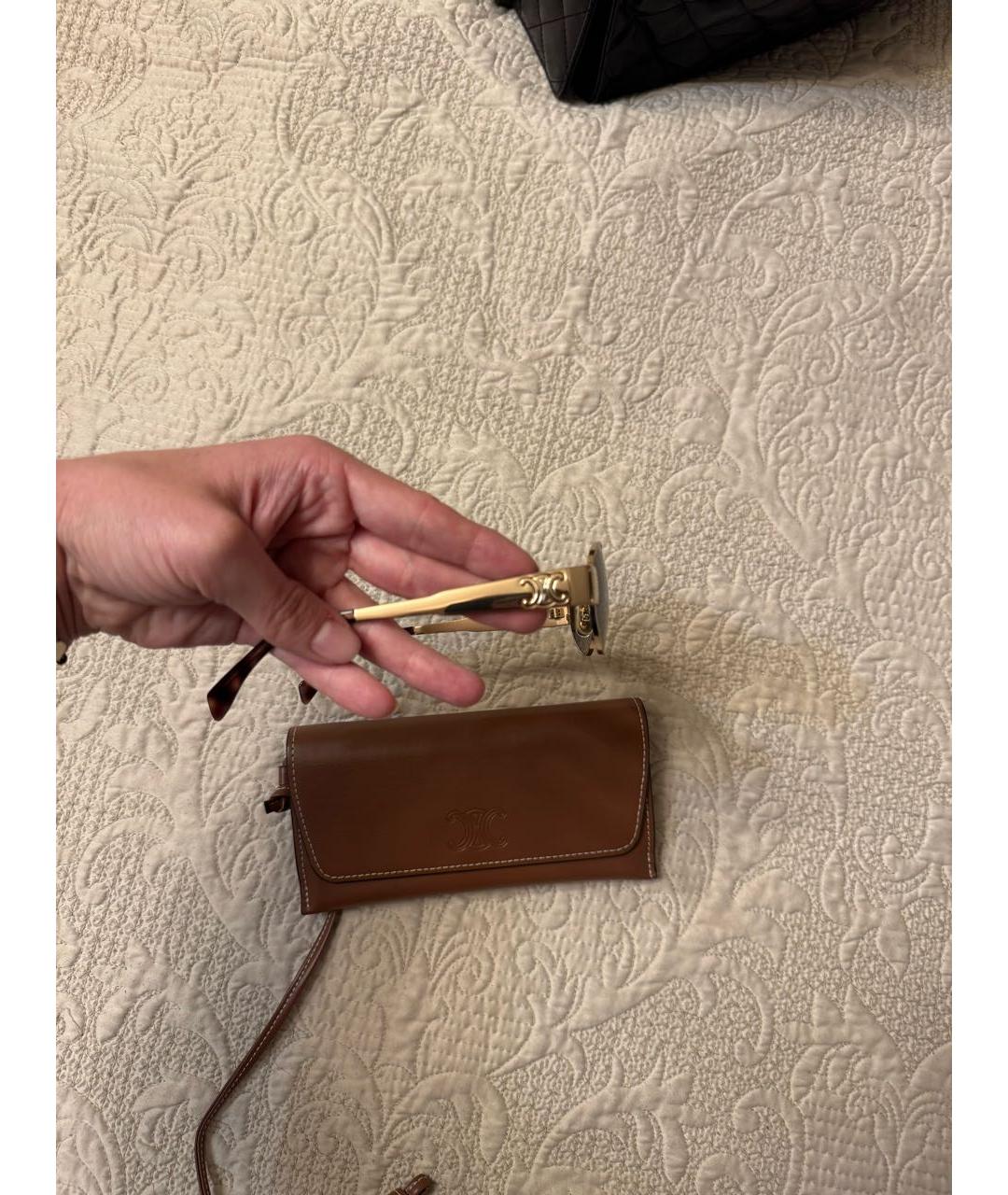 CELINE Золотые металлические солнцезащитные очки, фото 2