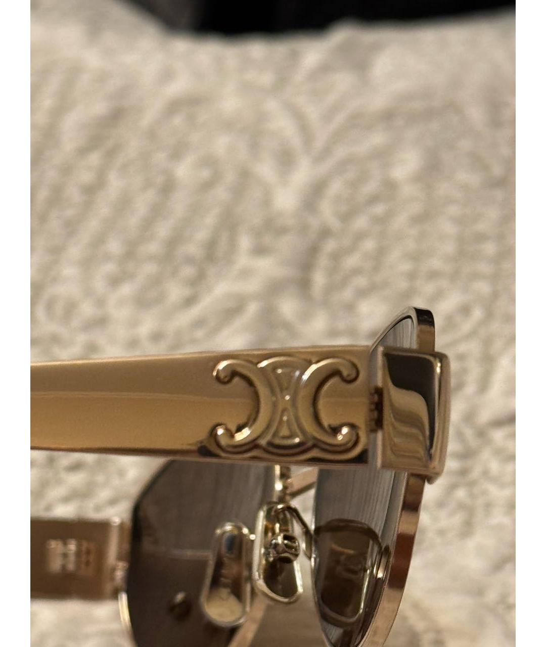 CELINE Золотые металлические солнцезащитные очки, фото 3