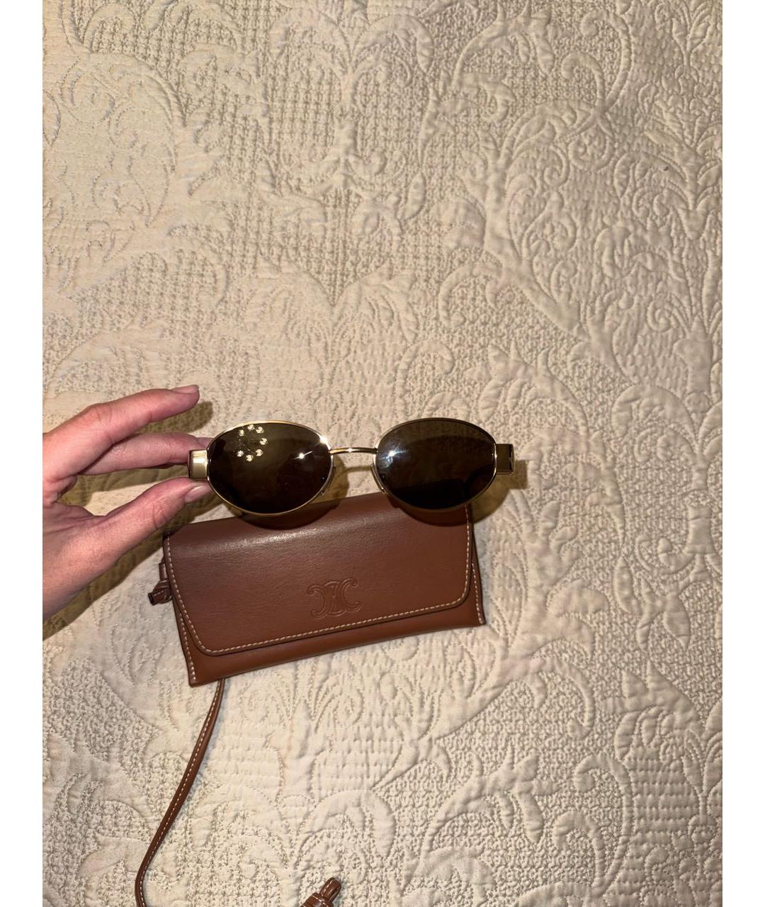 CELINE Золотые металлические солнцезащитные очки, фото 5