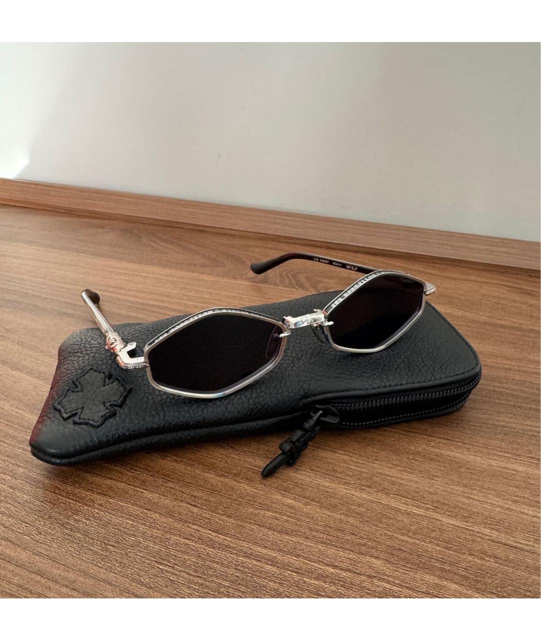 CHROME HEARTS Черные металлические солнцезащитные очки, фото 2