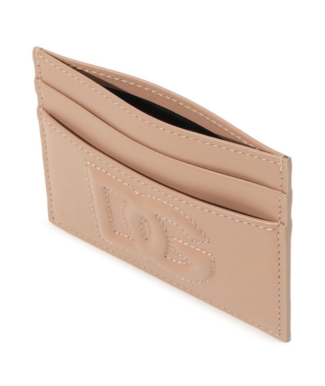 DOLCE&GABBANA Бежевый кожаный кардхолдер, фото 2