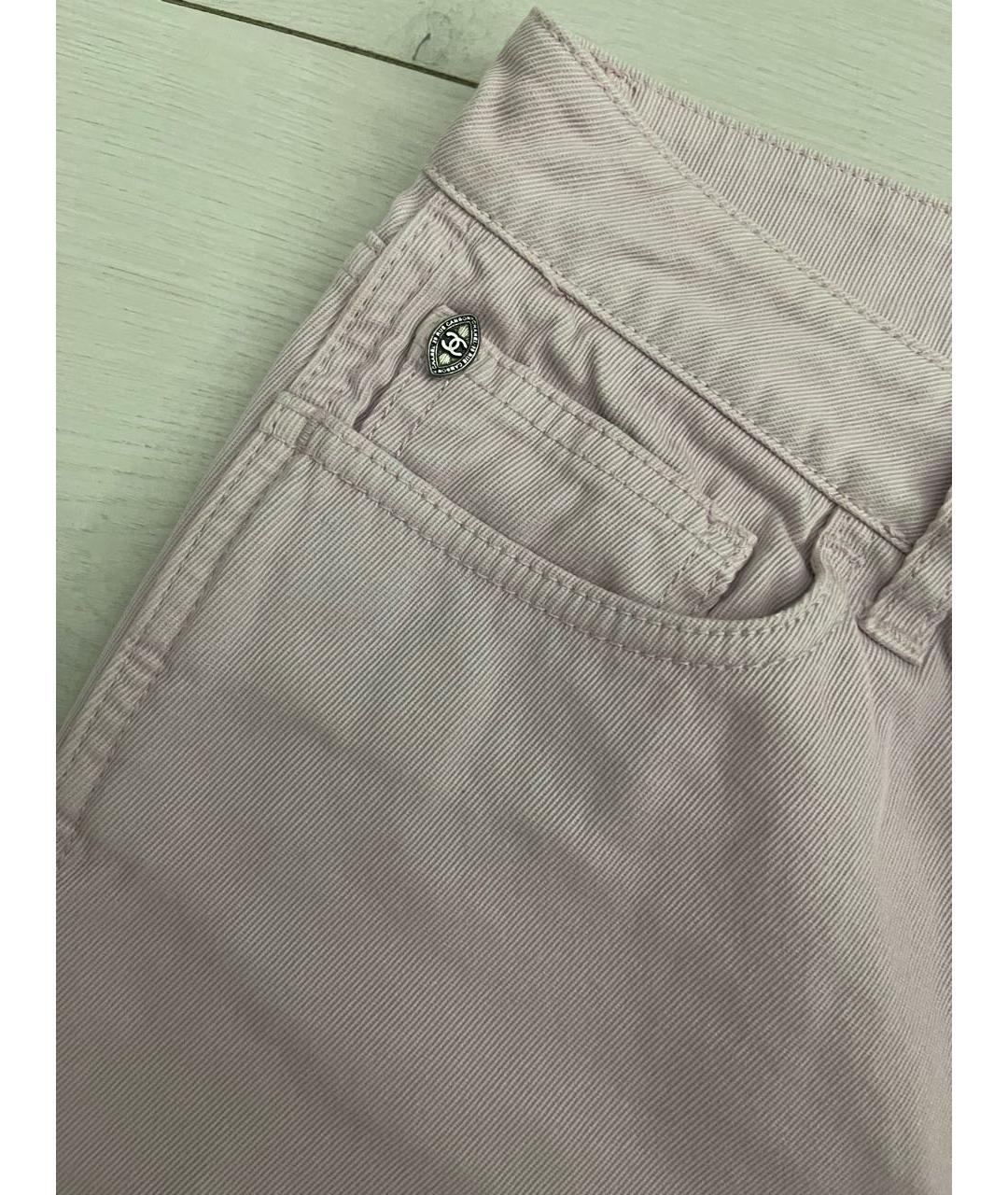 CHANEL Розовые хлопковые прямые джинсы, фото 3