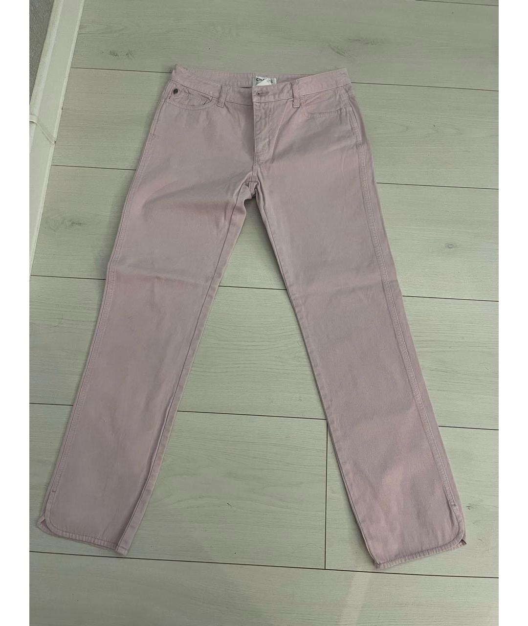 CHANEL Розовые хлопковые прямые джинсы, фото 5