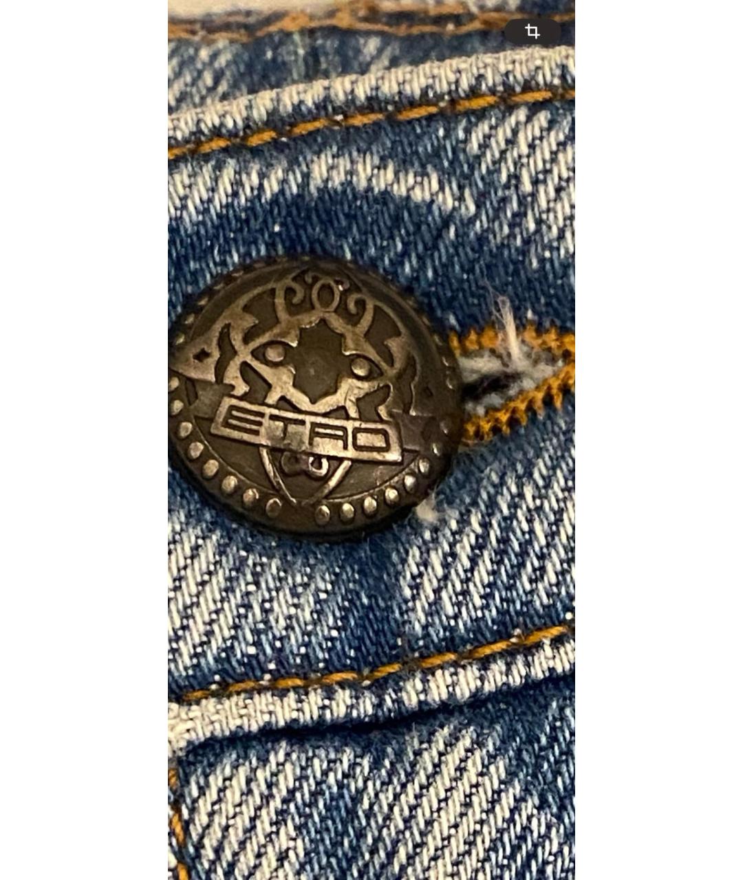 ETRO Синие хлопковые джинсы клеш, фото 3