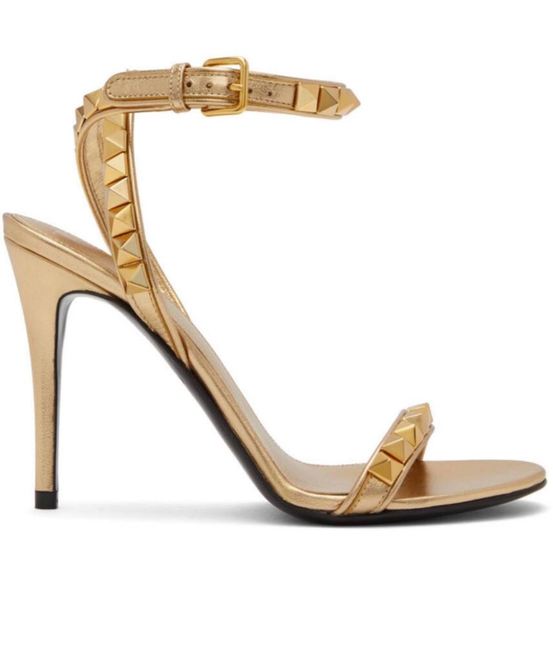 VALENTINO Золотые кожаные босоножки, фото 5