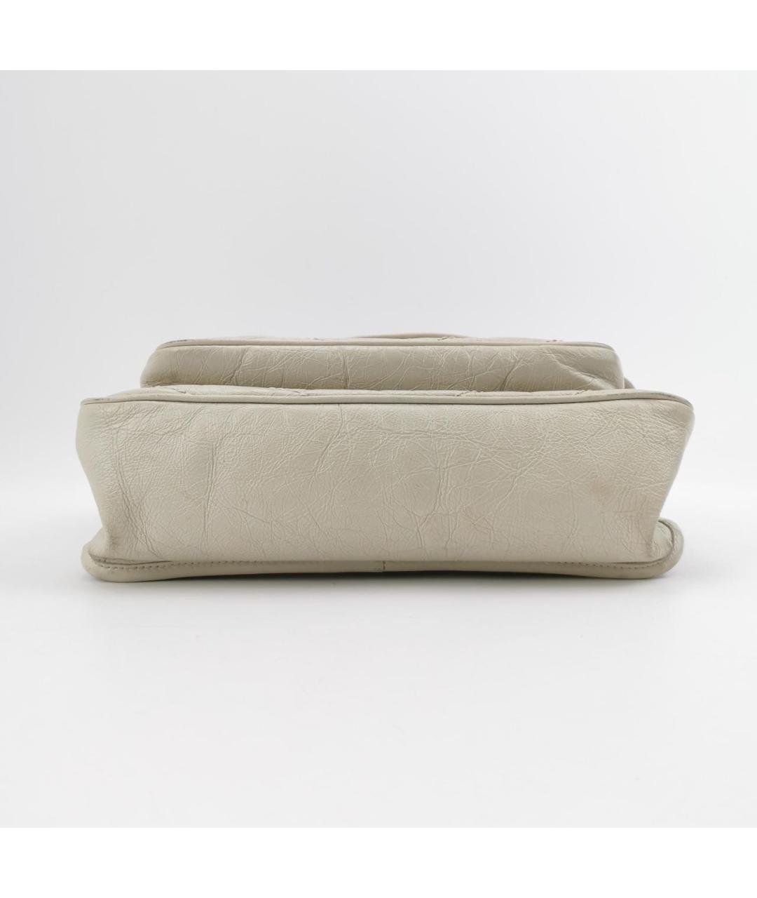 SAINT LAURENT Белая кожаная сумка через плечо, фото 5