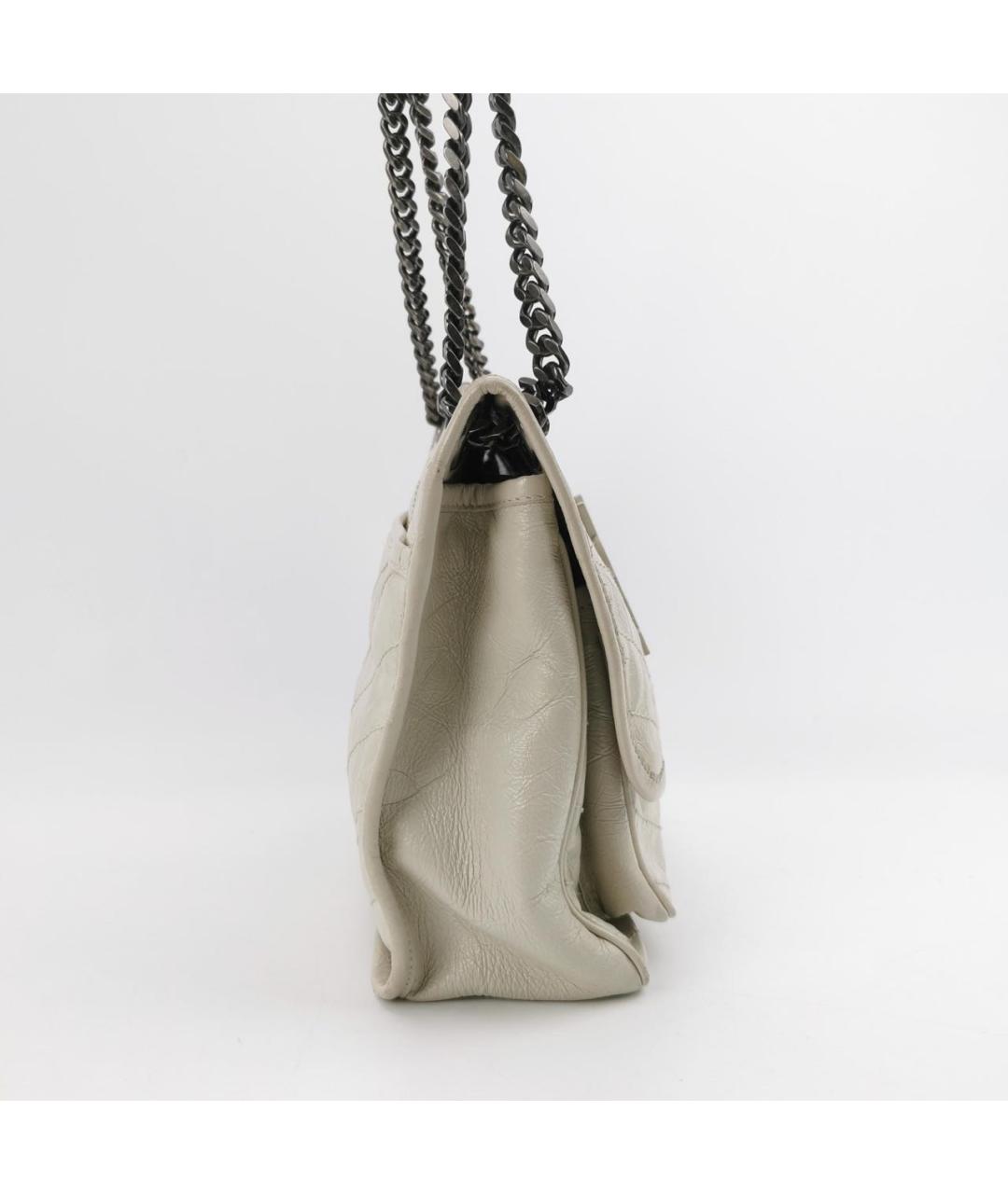 SAINT LAURENT Белая кожаная сумка через плечо, фото 3