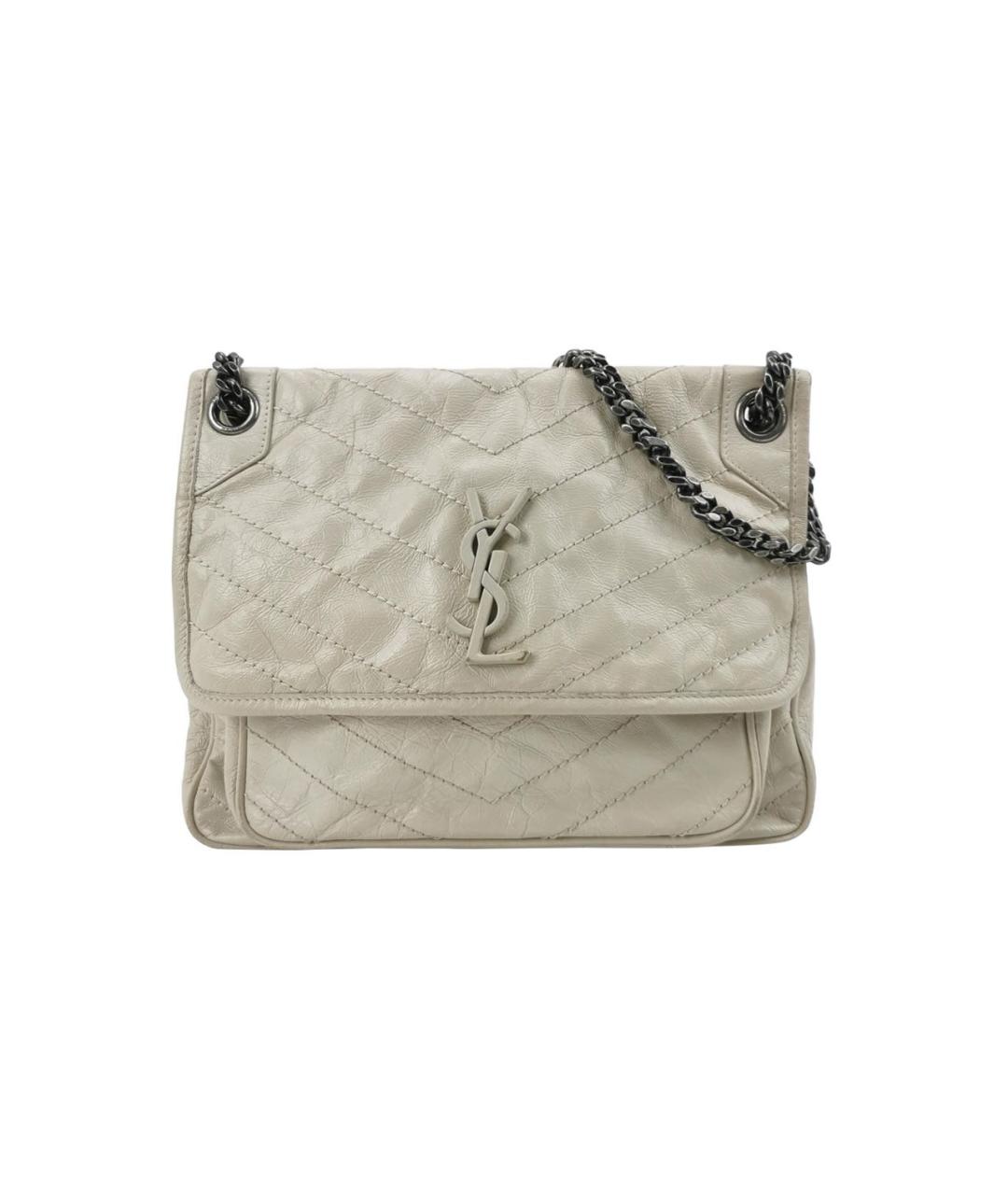 SAINT LAURENT Белая кожаная сумка через плечо, фото 1