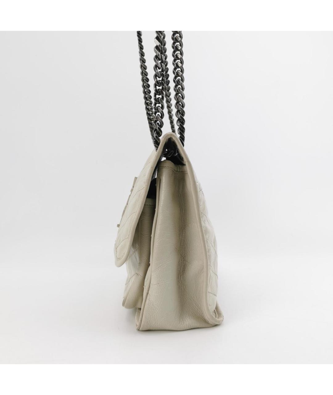 SAINT LAURENT Белая кожаная сумка через плечо, фото 2