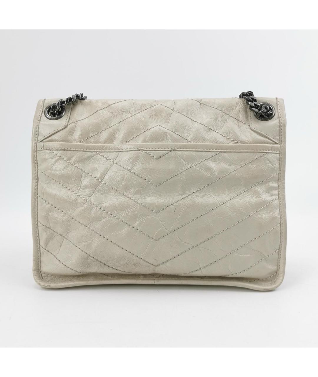 SAINT LAURENT Белая кожаная сумка через плечо, фото 4