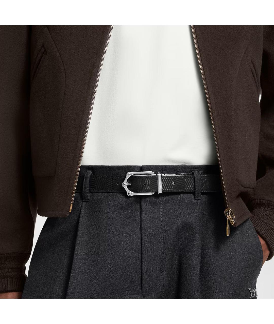 LOUIS VUITTON Черный кожаный ремень, фото 5
