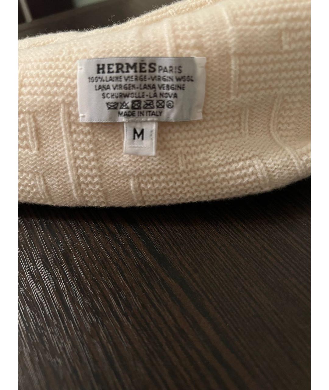 HERMES Белая шерстяная шапка, фото 4