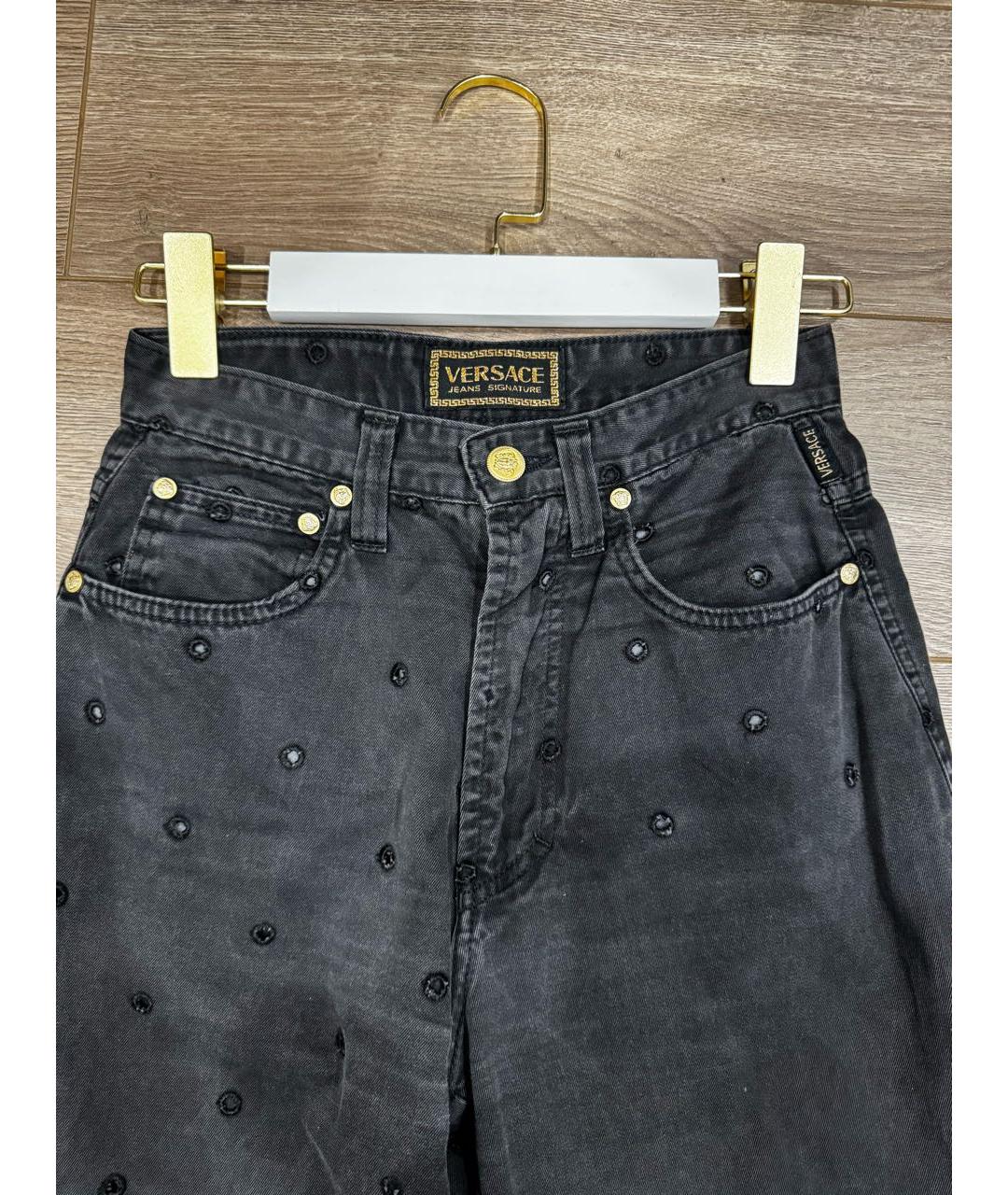 VERSACE Антрацитовые хлопко-эластановые джинсы слим, фото 4