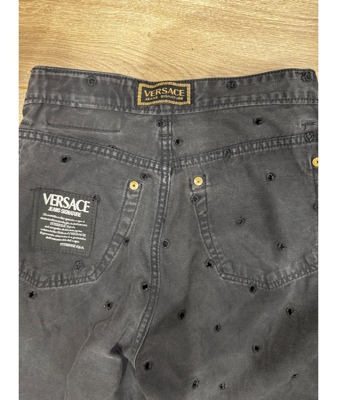 VERSACE Антрацитовые хлопко-эластановые джинсы слим, фото 3