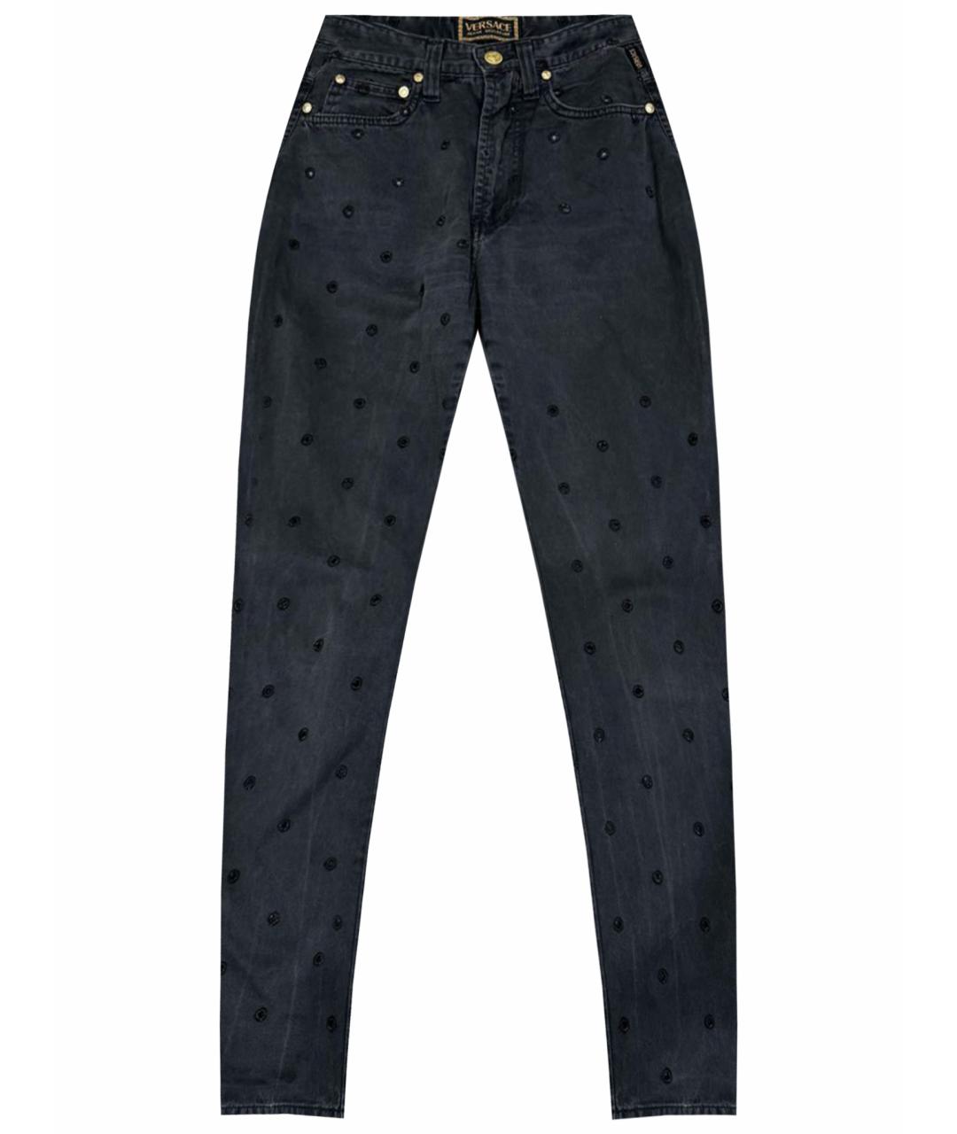 VERSACE Антрацитовые хлопко-эластановые джинсы слим, фото 1