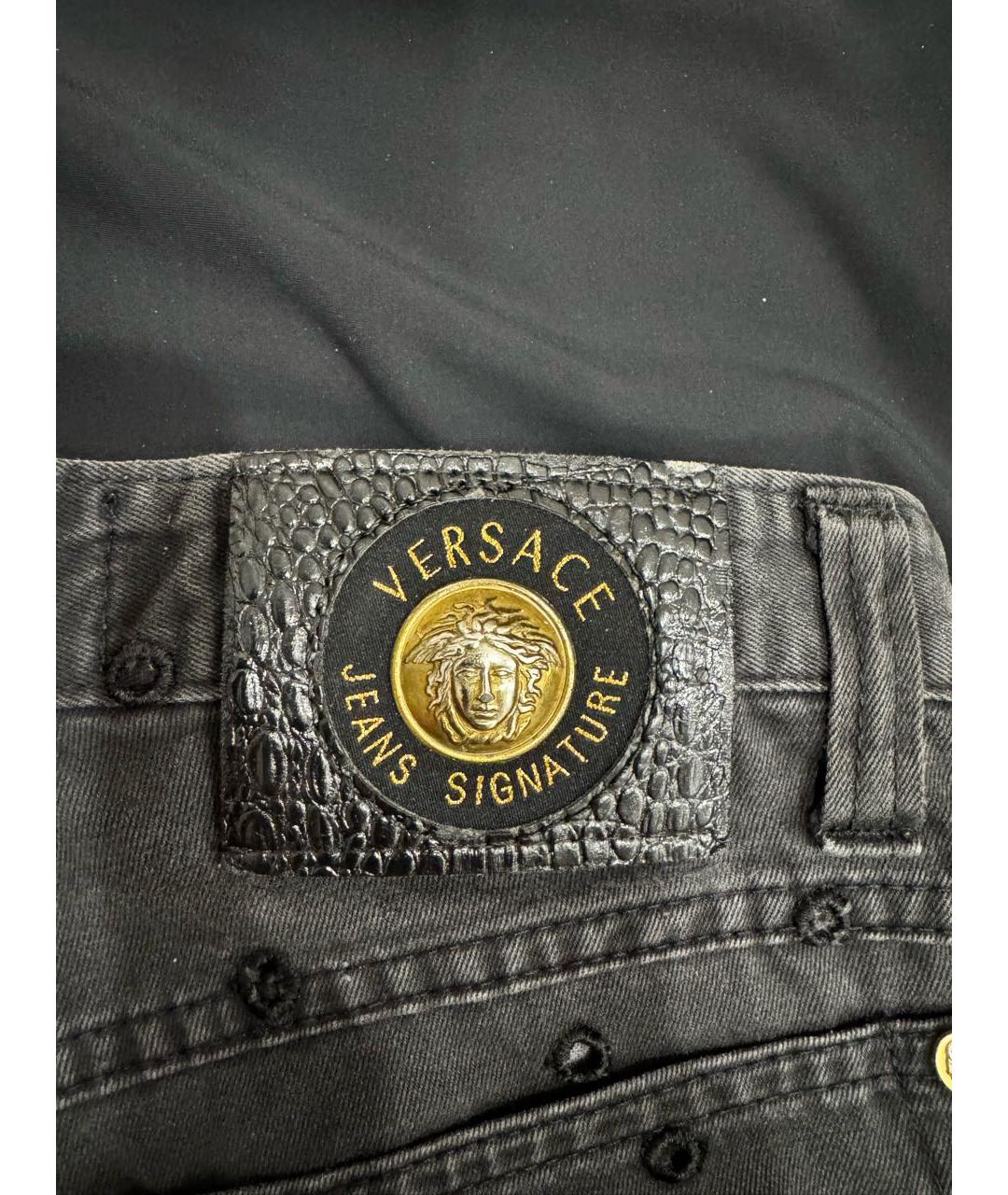 VERSACE Антрацитовые хлопко-эластановые джинсы слим, фото 6