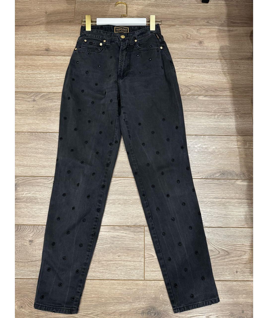 VERSACE Антрацитовые хлопко-эластановые джинсы слим, фото 7