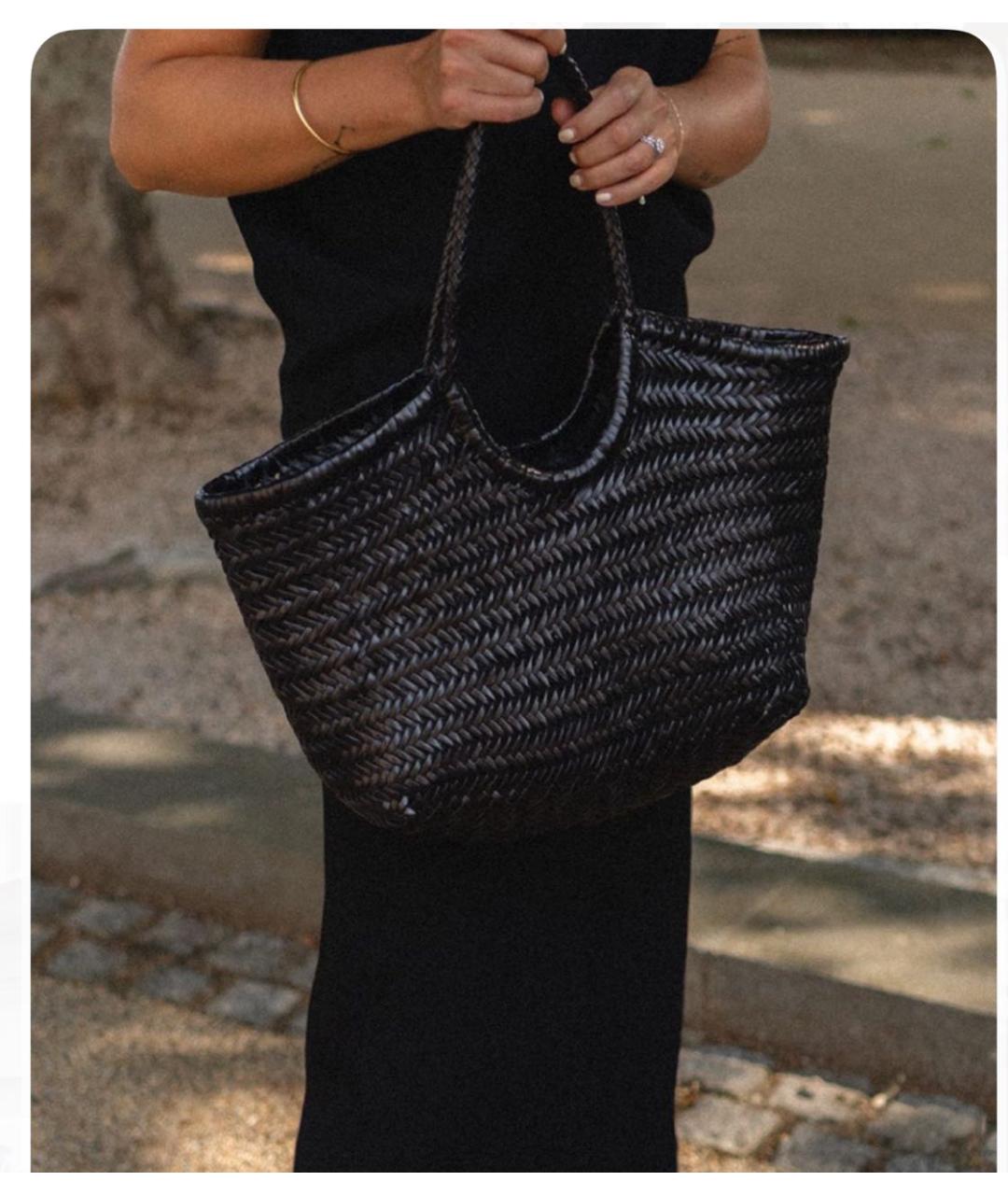 Dragon Diffusion Черная кожаная сумка с короткими ручками, фото 6