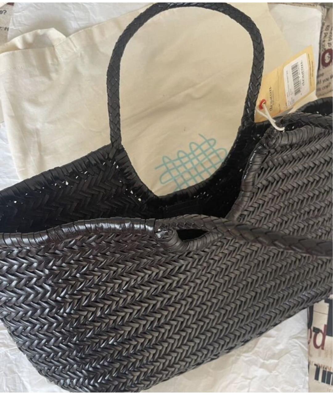 Dragon Diffusion Черная кожаная сумка с короткими ручками, фото 3