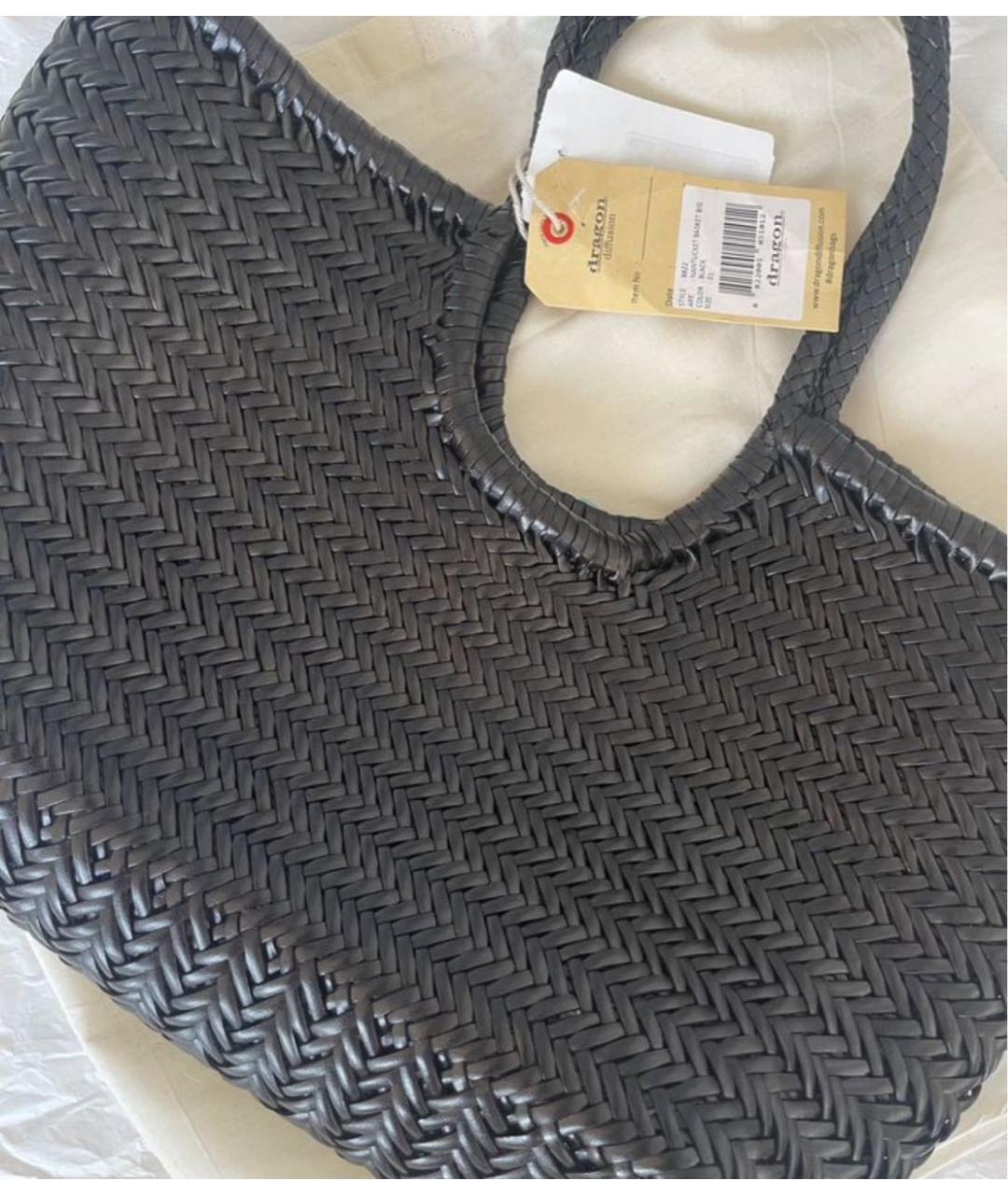 Dragon Diffusion Черная кожаная сумка с короткими ручками, фото 2