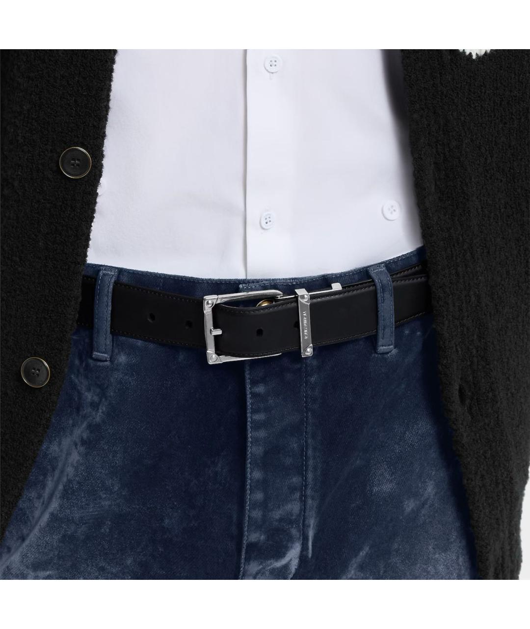 LOUIS VUITTON Черный кожаный ремень, фото 4