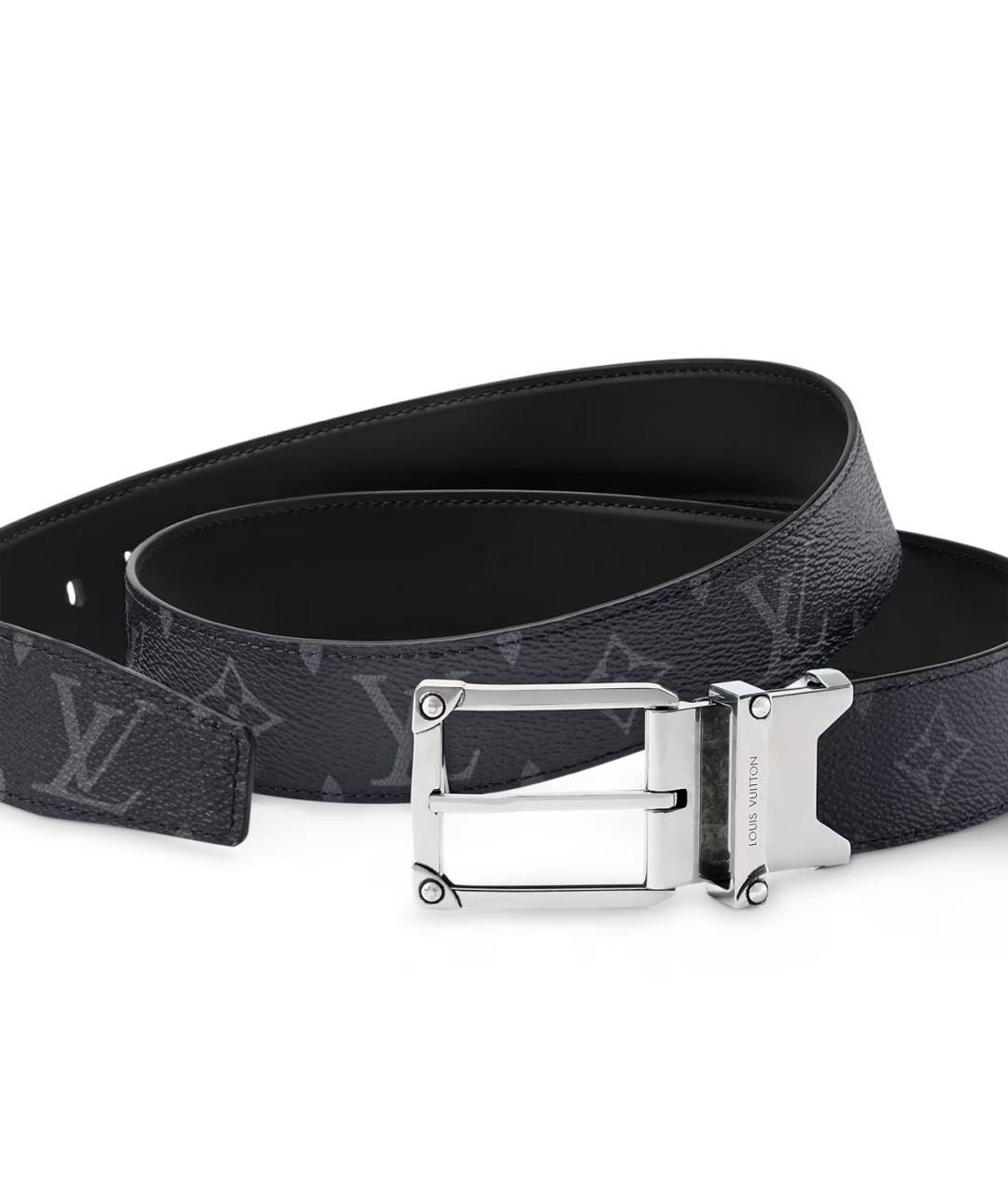 LOUIS VUITTON Черный кожаный ремень, фото 2