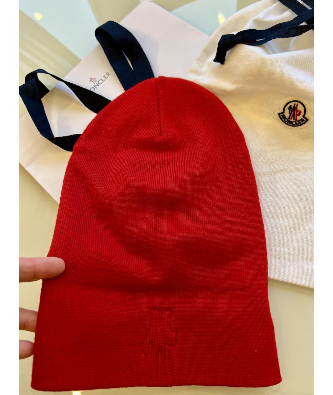 MONCLER Красная шерстяная шапка, фото 9