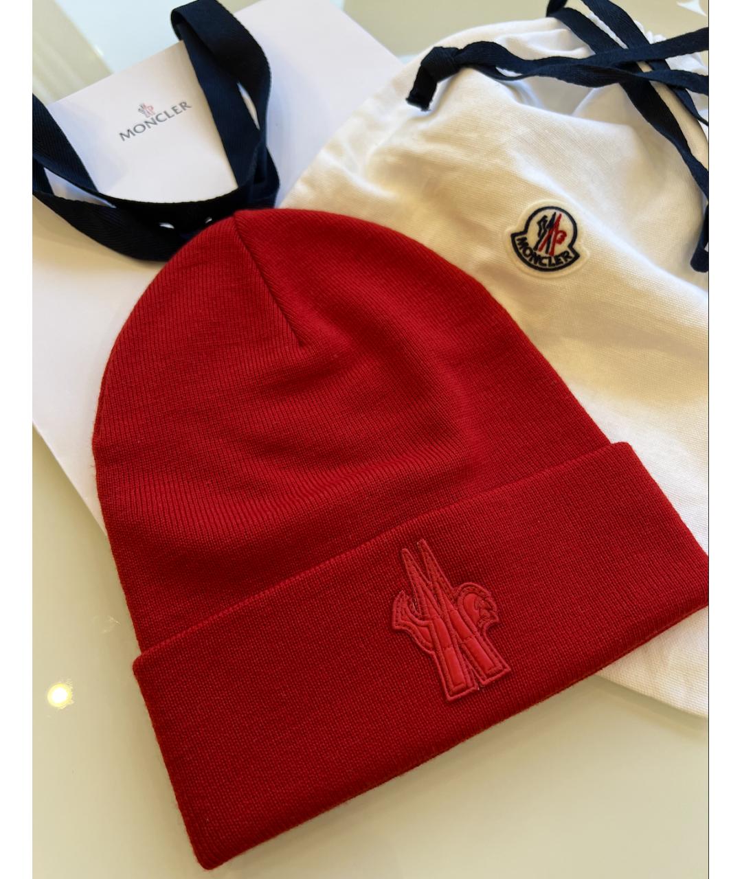 MONCLER Красная шерстяная шапка, фото 10