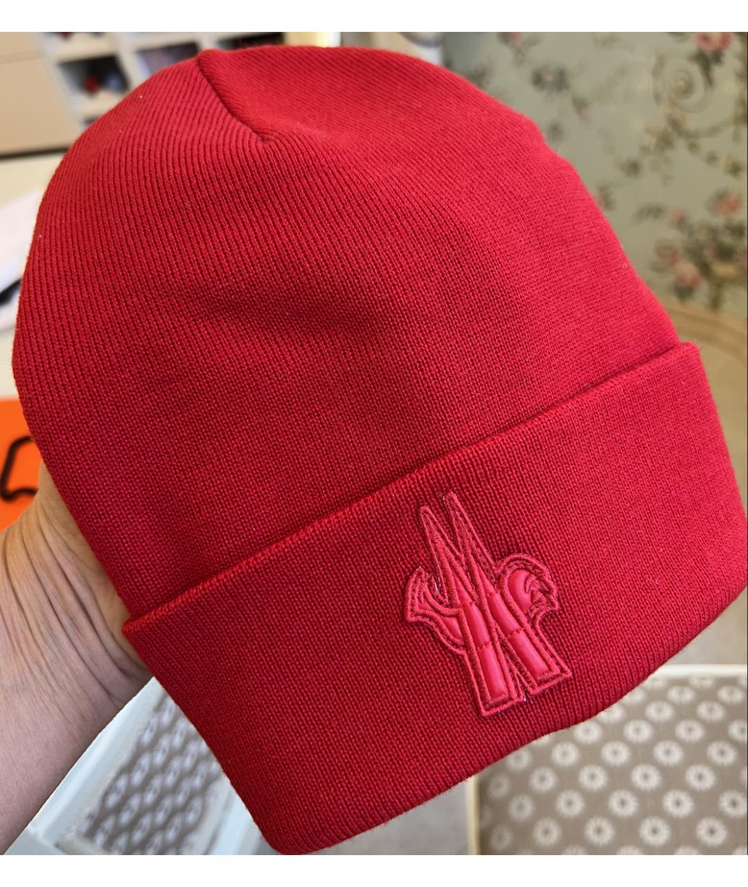 MONCLER Красная шерстяная шапка, фото 7