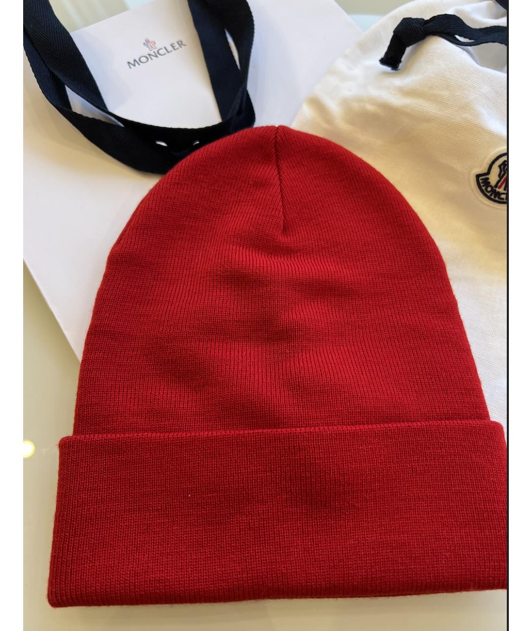 MONCLER Красная шерстяная шапка, фото 2