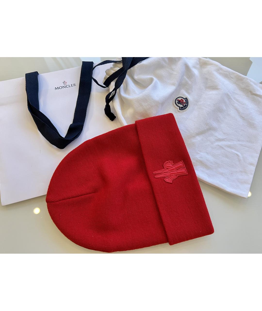 MONCLER Красная шерстяная шапка, фото 6