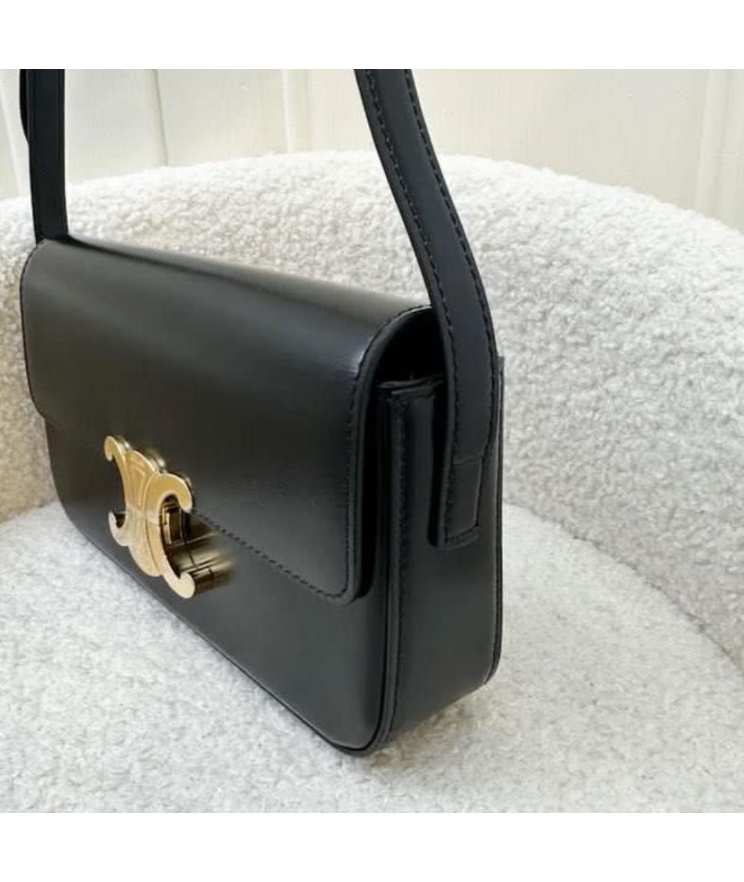 CELINE Черная кожаная сумка через плечо, фото 4