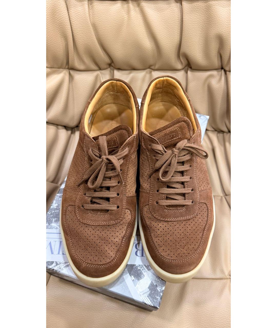 BARRETT Коричневые замшевые низкие кроссовки / кеды, фото 4