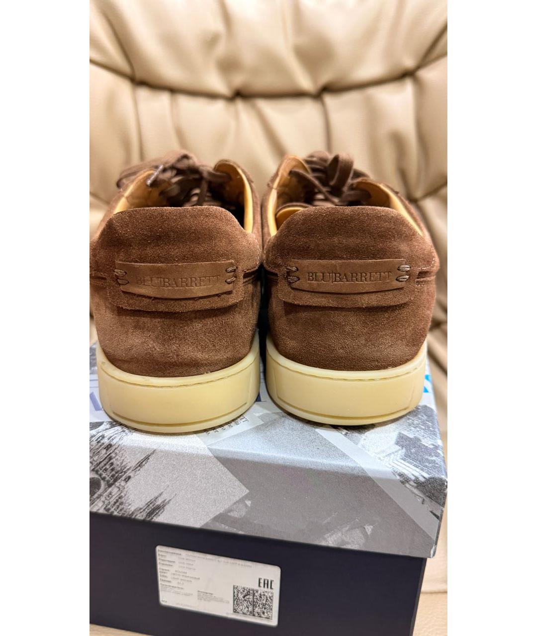BARRETT Коричневые замшевые низкие кроссовки / кеды, фото 5