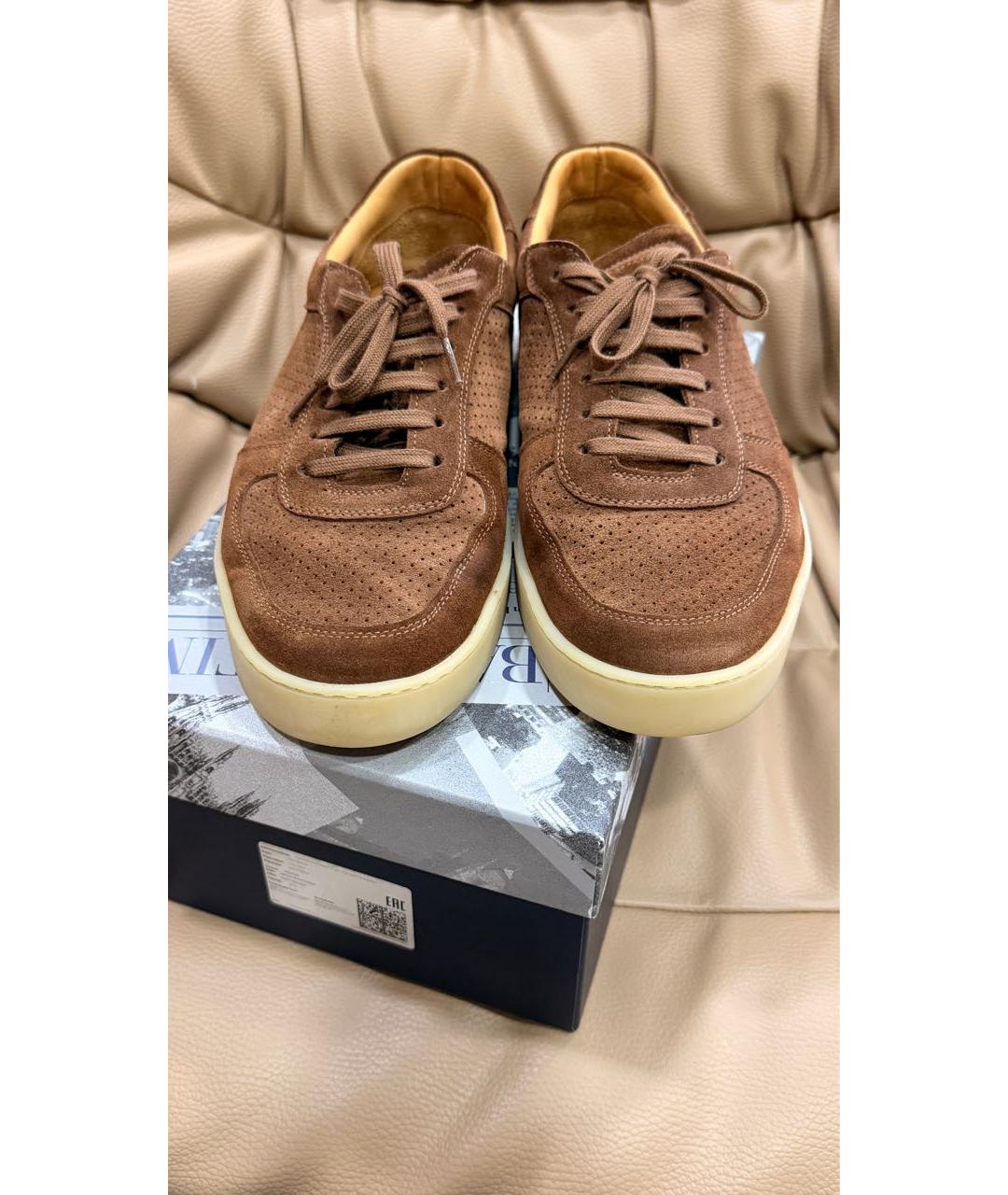 BARRETT Коричневые замшевые низкие кроссовки / кеды, фото 3