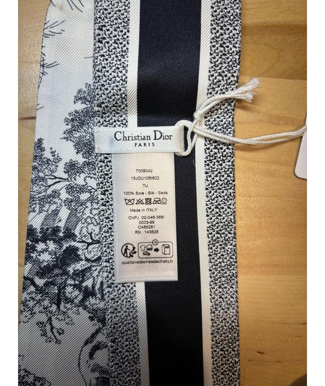 CHRISTIAN DIOR Темно-синий шелковый шарф, фото 3